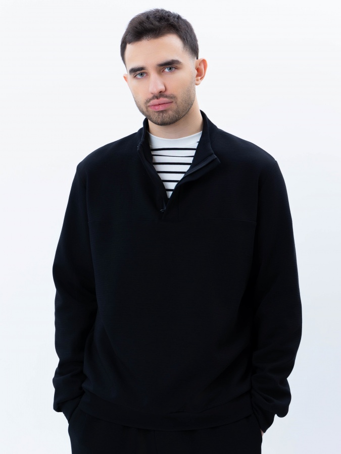 Sweatshirt qisqa uzunligi qora XXL  SS25CR2-2-21332