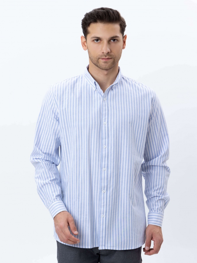Moviy XL uzun yengli ko'ylak  AW24CR2-19-21013