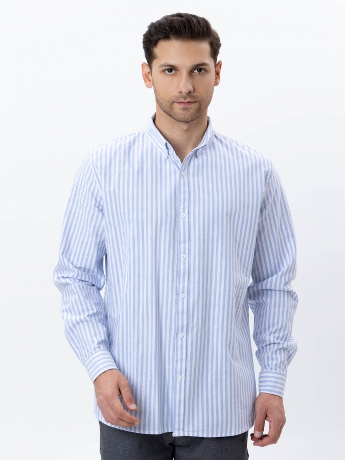Moviy XXL uzun yengli ko'ylak  AW24CR2-19-21013
