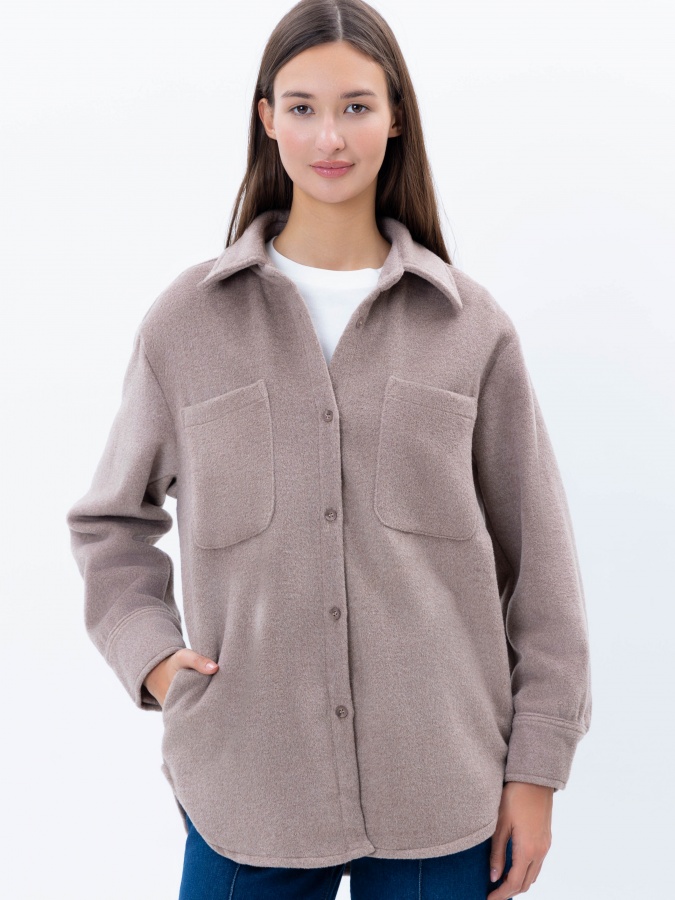 Qisqa uzunlikdagi Beige m ayollar paltosi AW23WBS-27045