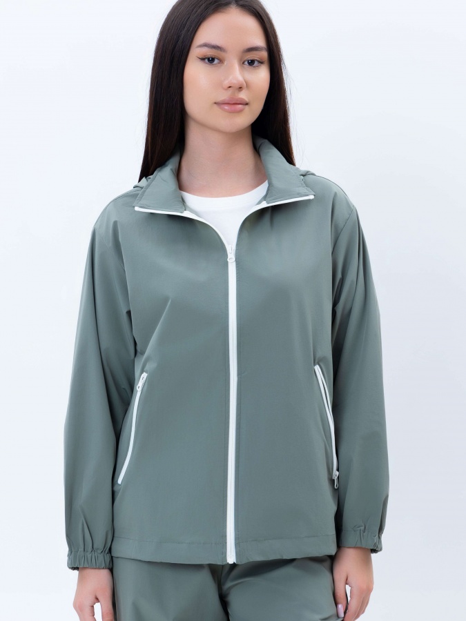 Женская ветровка средняя длина Khaki S AW24WES-21174