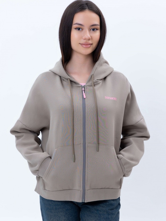 Khaki m ayollar hoodie  AW24WES-21237