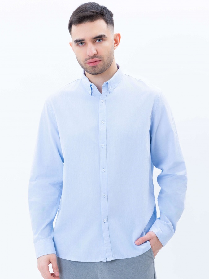Moviy XXL uzun yengli ko'ylak  SS25CR2-19-21584