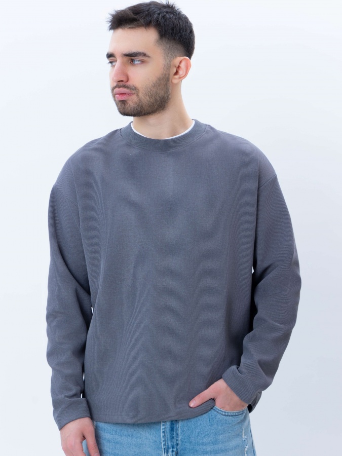 Sweatshirt qisqa uzunligi kulrang L  SS25CR2-2-21490