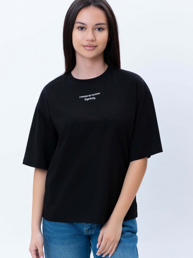 Женская футболка Black L SS25WES-21364