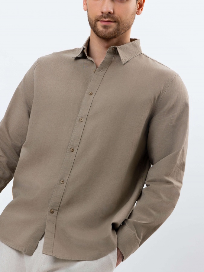 Beige XXL uzun yengli ko'ylak SS25CR2-19-21656