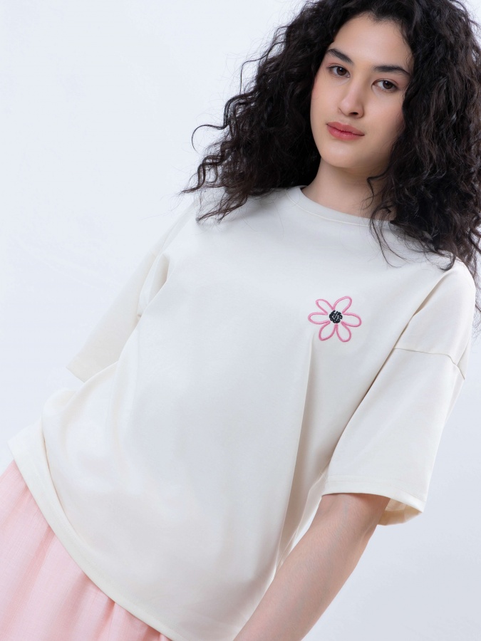 Beige L ayollar futbolkasi SS25WES-21509