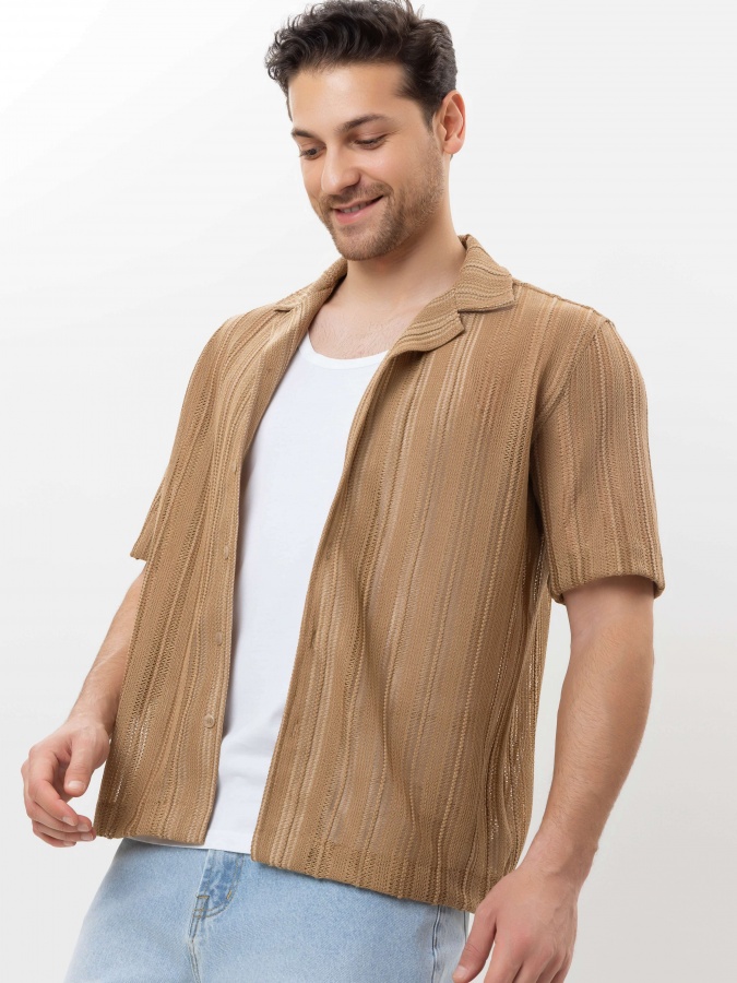 Рубашка короткий рукав Beige L SS25CR2-19-21836