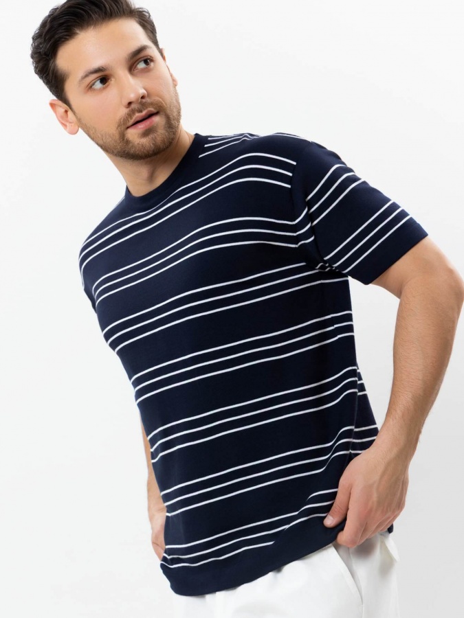 Джемпер короткий рукав Navy M SS25CR2-29-21778