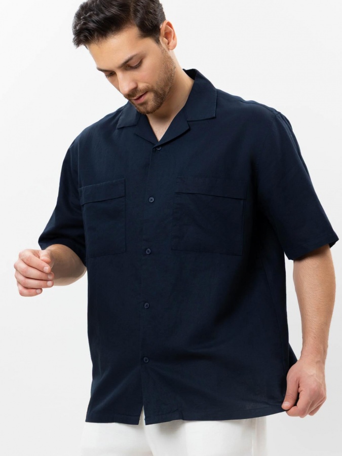 Qisqa yengli Navy XXL ko'ylak  SS25CR2-19-21779