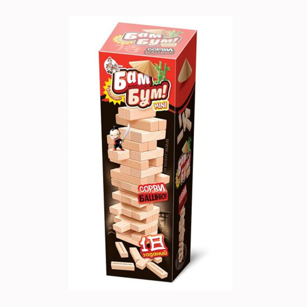 Игра настольная ДЛЯ ДЕТЕЙ И ВЗРОСЛЫХ "БАМ-БУМ MINI" (ПАДАЮЩАЯ БАШНЯ) 10-е королевство 27906 0,065x0,185x0,065 м