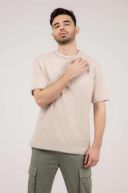 T-shirt qisqa qisma bej XL SS22CA2N-25-14-11154