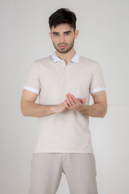Polo qisqa qisma bej S SS22CA2N-17-14-10838