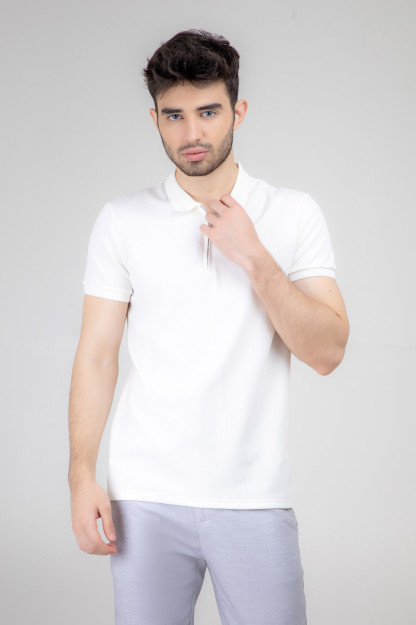 Polo qisqa qisma oq L SS22CA2N-17-1-11369