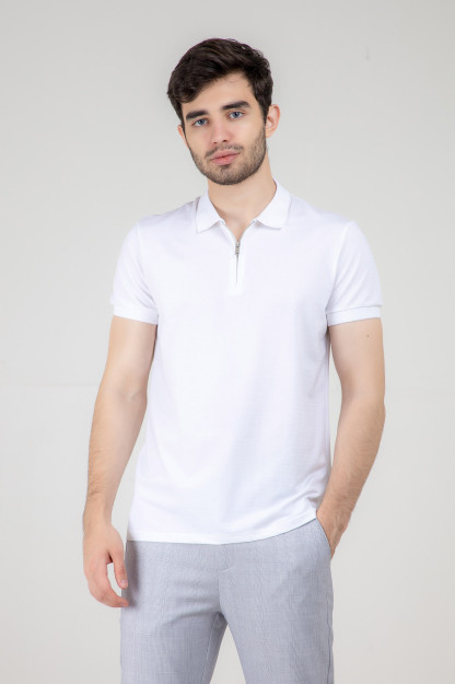 Polo qisqa qisma oq XL SS22CA2N-17-1-10913