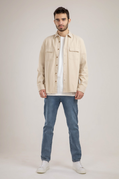 Рубашка Длинный Рукав Terra Pro, для мужчин, хлопок Beige XL AW21CA2N-19-10142