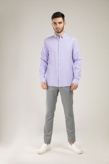 Рубашка Длинный Рукав Terra Pro, для мужчин, хлопок Lilac L SS21CA2N-19-10-9493