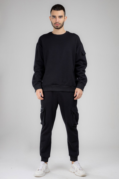 Sweatshirt qisqa uzunligi Terra Pro, erkaklar uchun, paxta qora S AW21CA2S-2-10081
