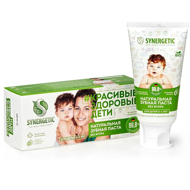 201008 SYNERGETIC bolalar tish pastasi Linden va romashka 0 dan 3 yoshgacha 50 gr  УТ-00006290