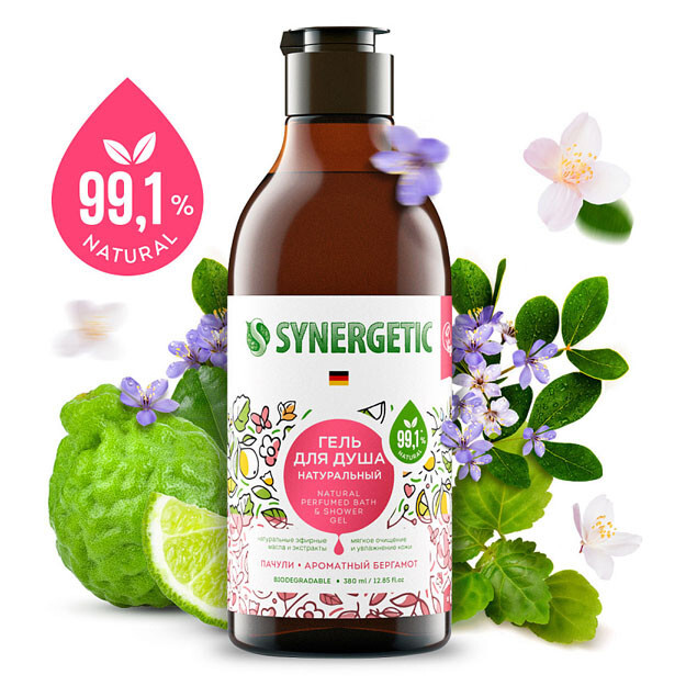 400016 SYNERGETIC tabiiy biologik parchalanadigan dush jeli qahva va ohak yashil, 0,38 l, a УТ-00006247