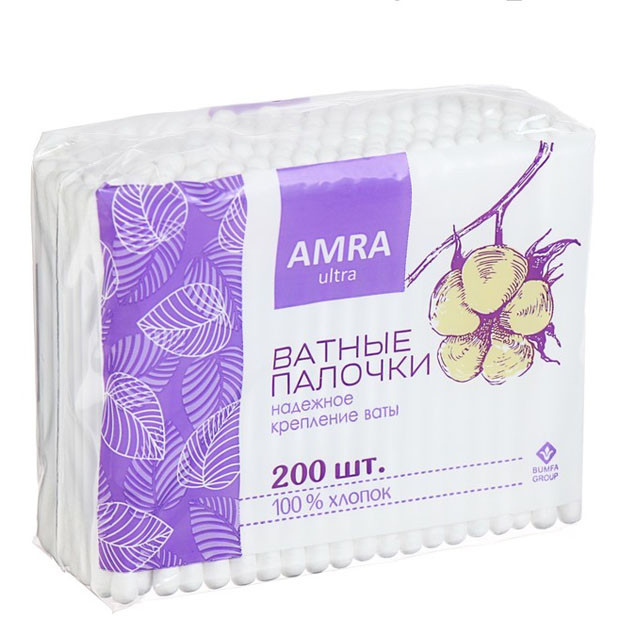 AMRA Ватные палочки (пакет) 1/200/28 УТ-00005784