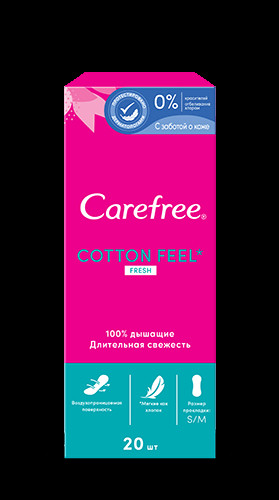 CAREFREE® Cotton Feel Fresh Pantyhose har kuni tazelik aromati bilan 34 dona. УТ-00001019