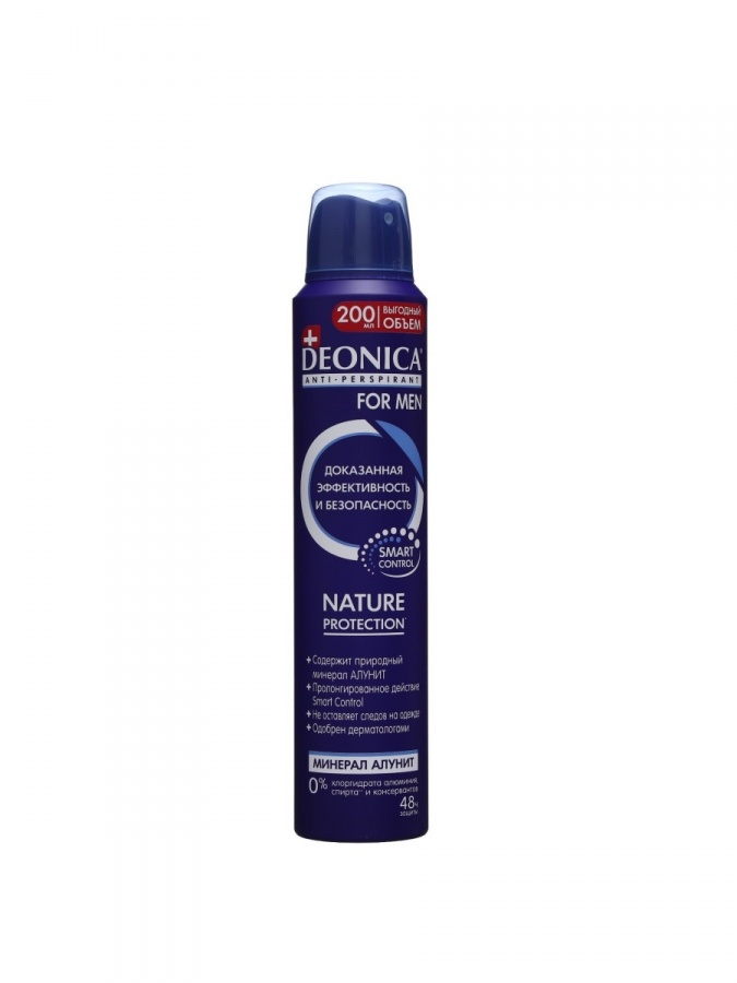 DEONICA antiperspirant NatureProtection for Men, 200 ml (buzadigan amallar)  УТ-00006726