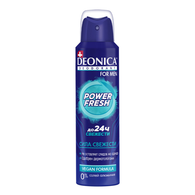 DEONICA FOR MEN Power FRESH Deodoranti (Vegan formulasi), 150 ml. (buzadigan amallar)  УТ-00006732