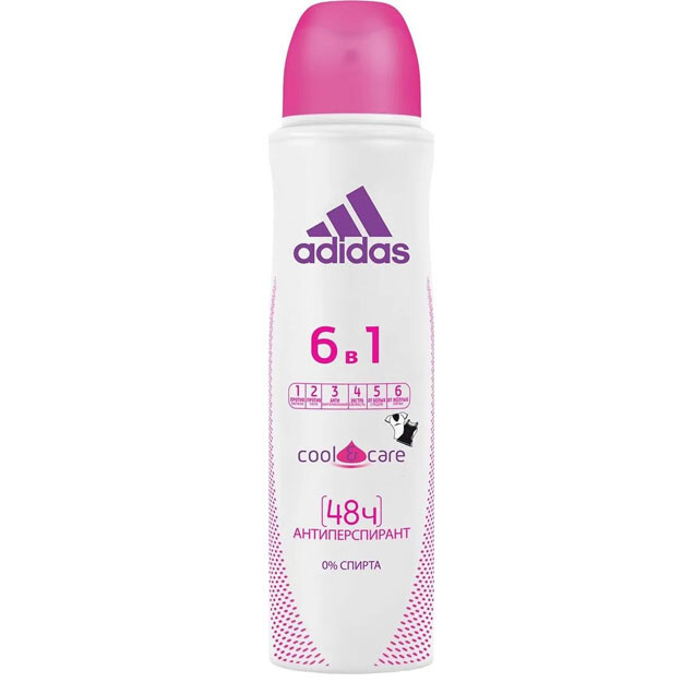 Дезодорант-антиперспирант женский Adidas Cool & Care 6in1 150 мл / Adidas Cool & Care 6in1 W 150 Ml УТ-00004796