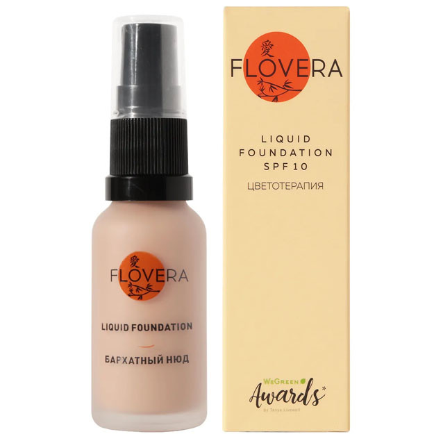 FLOVERA Liquid foundation Бархатный нюд тон 01 светлый беж УТ-00005833