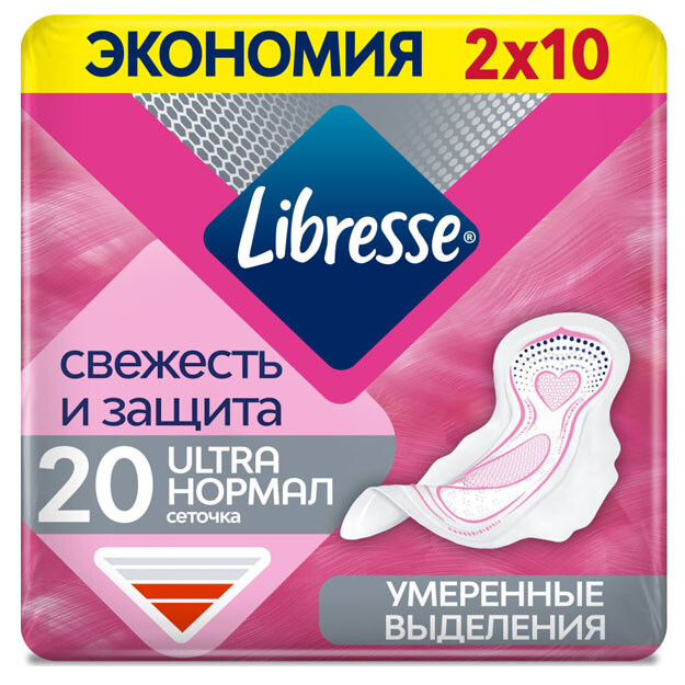 Ayollar uchun gigiena yostiqchalari LIBRESSE Ultra Normal w 12x20p Drai Duo УТ-00004805
