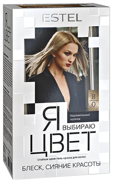 Krem jeli soch bo'yoqlari men ESTEL rangini tanlayman, ohang 8/0 karamel Latte, 145 ml. YAVTS8 / 0 УТ-00004291