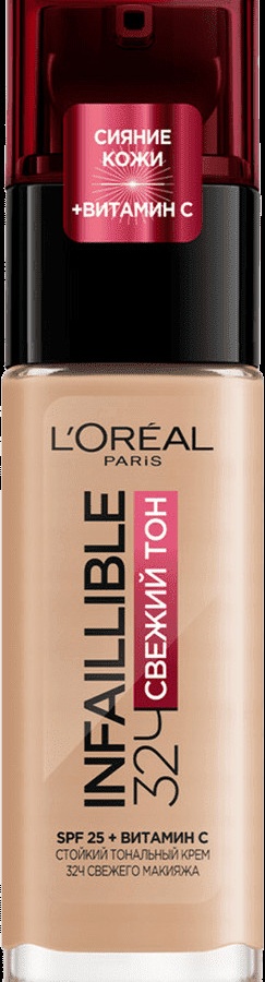 L'Oreal Parij "Infaillible" uzoq muddatli matli poydevor, 145 soya, bej pushti УТ-00004972