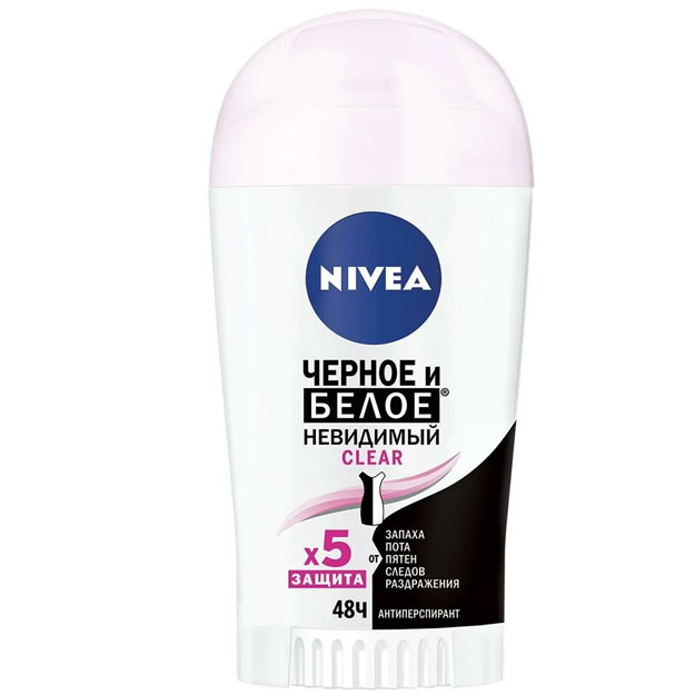Nivea antiperspirant tanasi uchun tayoq " qora va oq. Ko'rinmas qo'shimcha "Nivea" markasi 40 ml УТ-00003292