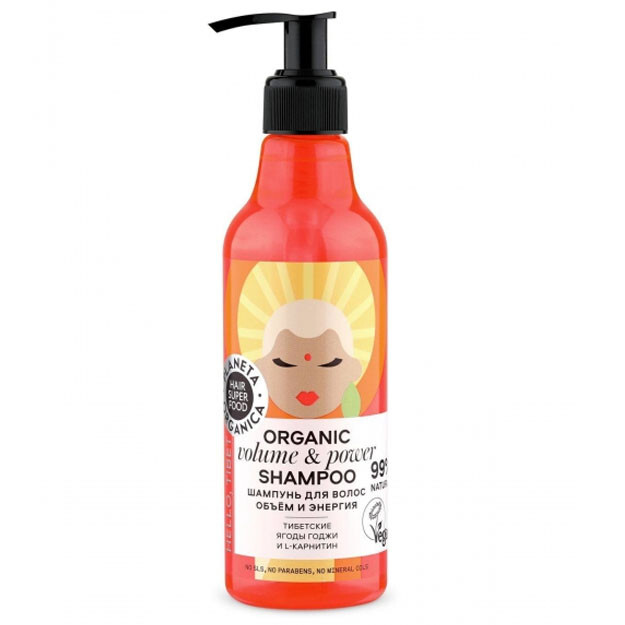 Planeta Organica / Hair Super Food / sochlar uchun shampun "hajmi va energiyasi" organik shampun " Volume & p УТ-00004097