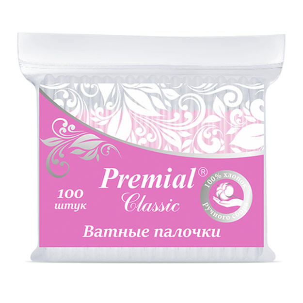PREMIAL classic Ватные палочки ( пакет) 1/100/52 УТ-00005785