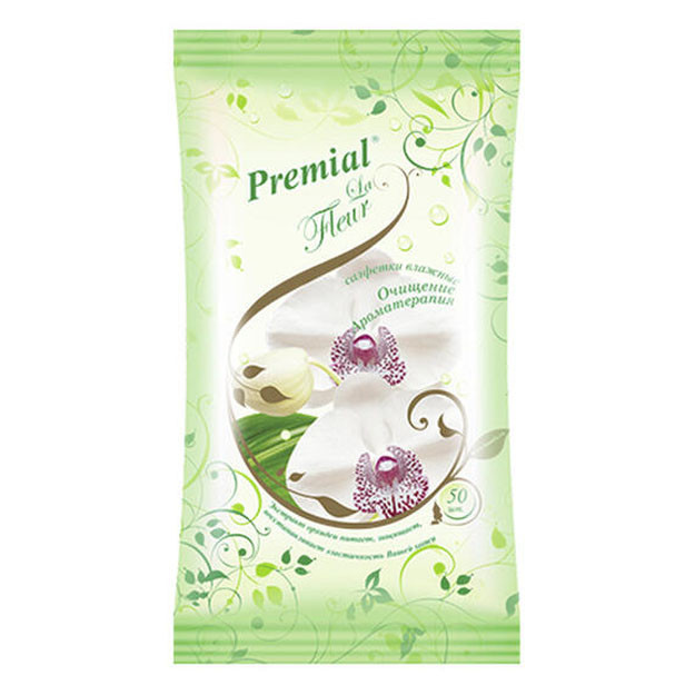 PREMIAL la fleur Салфетки влажные очищающие ароматерапия, орхидея 1/15/48 УТ-00005763