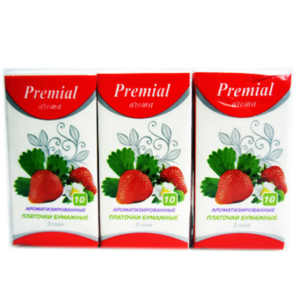 Premium ro'molcha qog'oz uch qavatli oq qulupnay aromati bilan 1/6/240  УТ-00005796