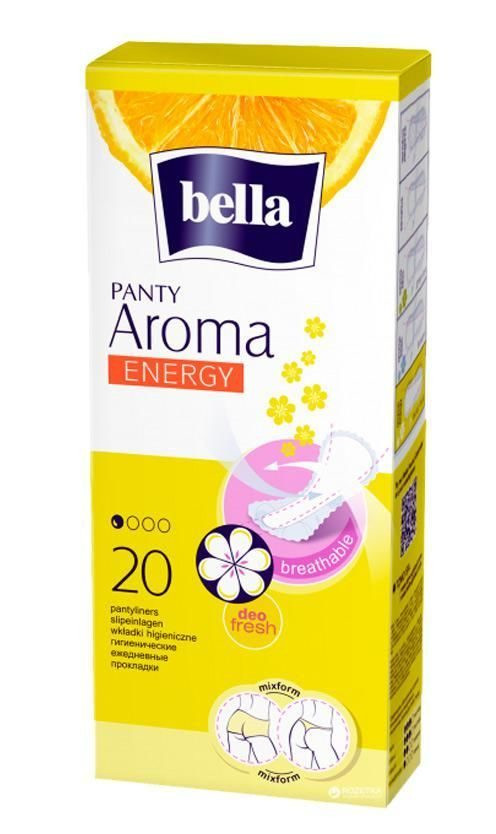 Ayollar ip.vpit.tuzatish bilan ko'p qatlamli."Bella Panty AROMA Energy" yopishqoq qatlami 20 dona. УТ-00003824