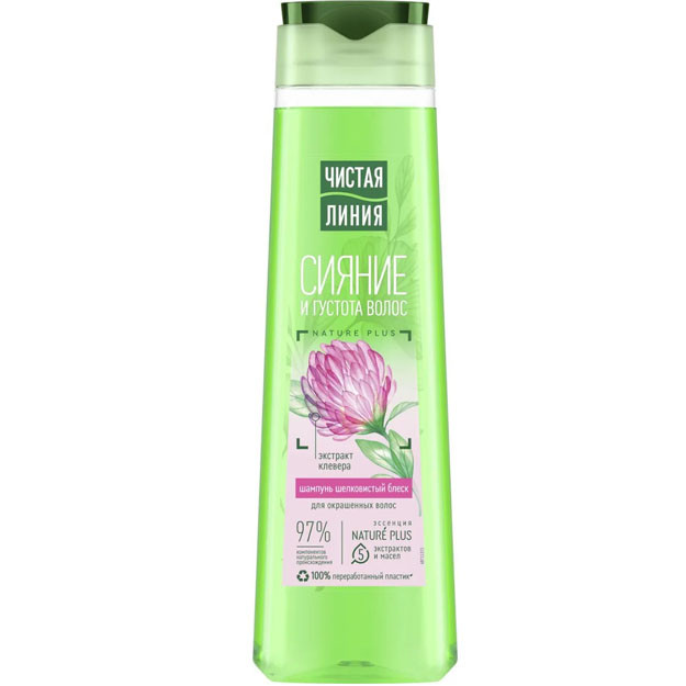 Shampun toza chiziq ipak porlashi bo'yalgan sochlar uchun dorivor o'tlar damlamasida Clover 400 ml. УТ-00004594