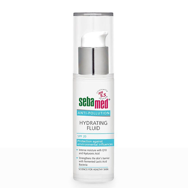 Sebamed anti-POLLUTION hydrating fluid w. pump 30 ml (yuzni namlovchi suyuqlik SPF 20 )  УТ-00005532