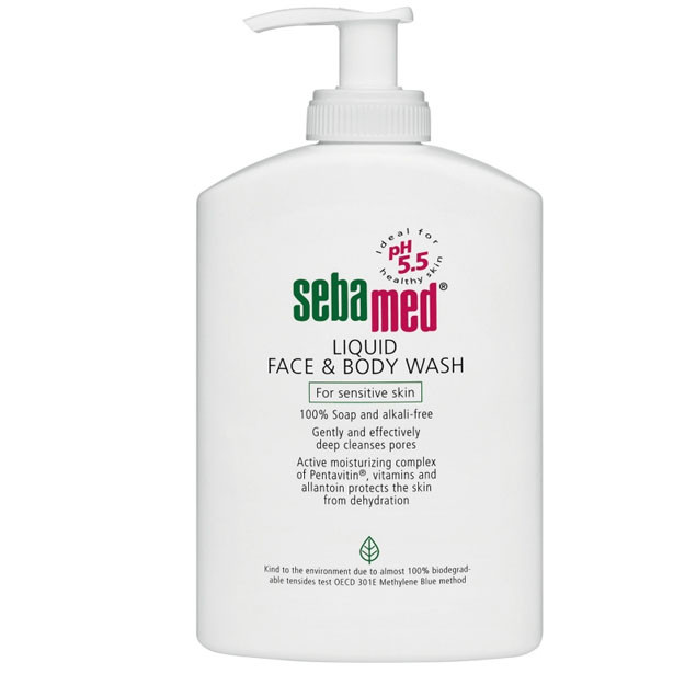 Sebamed SENSITIVE SKIN liquid face and body wash 200 ml (dudlar uchun yuz va tanani tozalash vositasi УТ-00005559