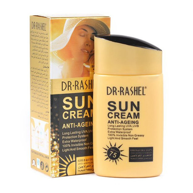 Qarishga qarshi quyosh kremi (Gold collagen suncream SPF75) 80ml _____ DRL-1310____/Dr.Rashel/ УТ-00004054