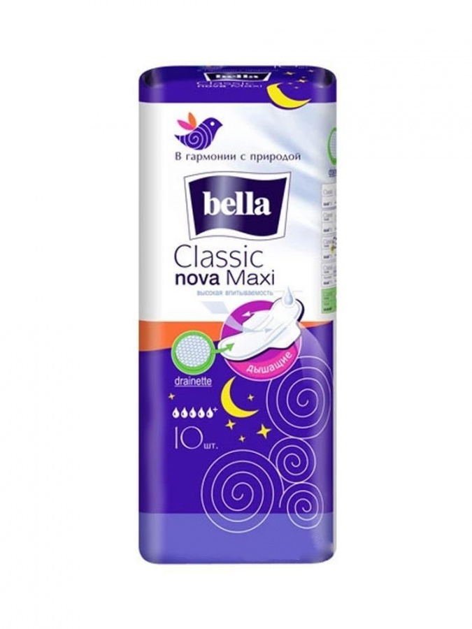 An'anaviy prokladkalar yangi dizayn "Bella NOVA MAXI 10 dona" polyesterda. qadoqlash  УТ-00003810
