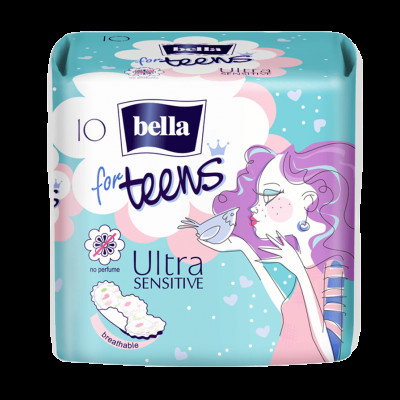 "Bella Teens Ultra Sensitive" Ultra yupqa prokladkalar 10 dona plastik o'ralgan УТ-00003797