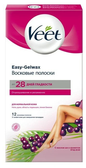 Veet Воск полоски для нормальной кожи с техн. Easy Gel-wax 12шт. УТ-00001150