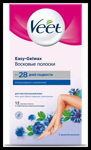 VEET Восковые полоски для чувствительной кожи c технологией Easy Gel-wax 12шт УТ-00004113