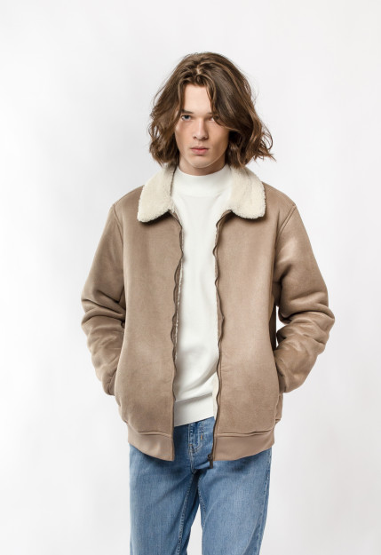 Qo'y terisi qisqa uzunligi Beige L AW22CA1N-12-11944