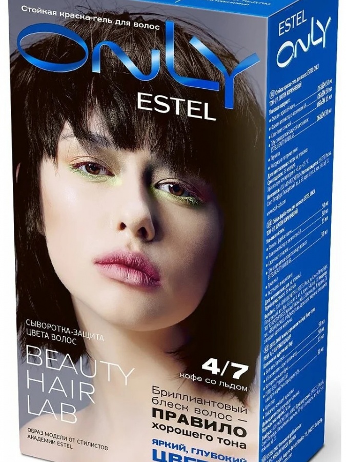 СТОЙКАЯ КРАСКА-ГЕЛЬ ДЛЯ ВОЛОС ESTEL ONLY 4/7 ШАТЕН КОРИЧНЕВЫЙ EO4/7 УТ-00004255
