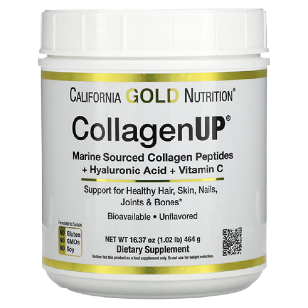 CollagenUp gialuron kislotasi va S vitamini bilan dengiz gidrolizlangan kollagen Gold Nutrition AQSh kukuni 464 gr UNVIT45